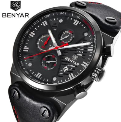 China BENYAR 5110 Quartz Waterproof Watch Men's Multifunctional Leisure Sports Leather Watch for sale