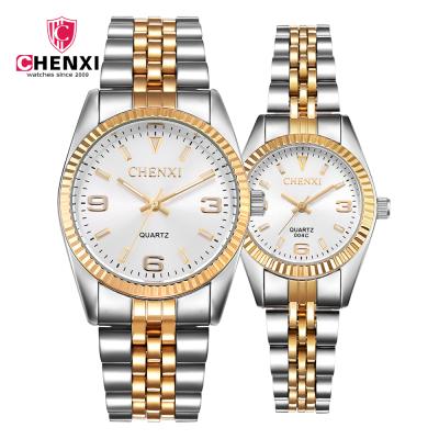 China CHENXI day/date quartz watch fashion pairs watches for couples stainless steel band for MJ-2012 watch for sale