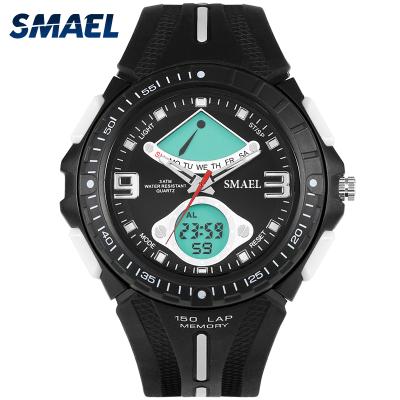 China Smael Men's Day/Date Waterproof Band Ring Black Silicone Strap Watch Timer for sale