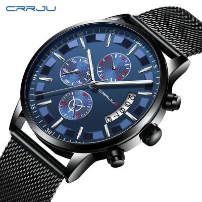 China CRRJU Day/Date Men Watch 2261 Mesh Business Wristwatches Casual Military Chronograph Luxury Watches for sale