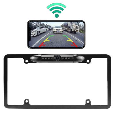 China WiFi License Plate Camera 5G 720P HD Car Rear View Backup Wireless Reverse Cam Parking Line For iPad Android Smart iPhone Phone Tablets for sale