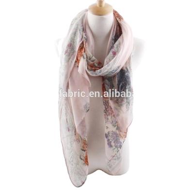 China Anti-Static Factory Supply Embroidered Sheer Polyester Voile Fabric For Scarf Shawl Women Hijab for sale