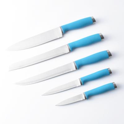 China 5 Pcs Kit With Soft Handles Stainless Steel Viable Kitchen Knives for sale