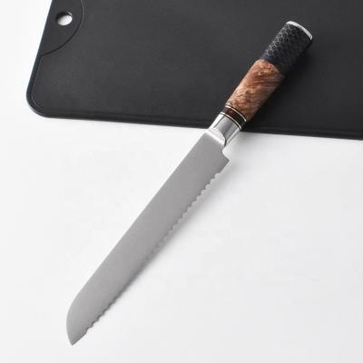 China Hot Selling Damascus Professional Kitchen Knife Bread Knife Slicer Professional Artistic Amazon Handle for sale