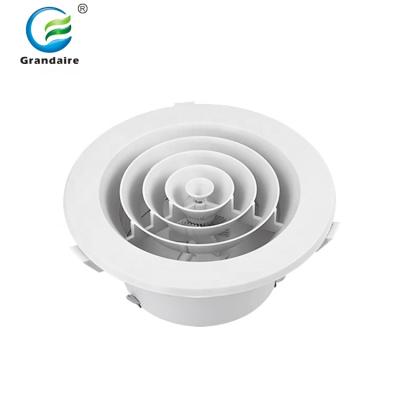 China Round Air Vent Supply Duct Ceiling ABS Damper Butterfly With Plastic Diffuser Jet Diffuser Ventilation Downjet Air Down With Butterfly Damper for sale