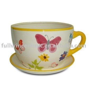 China Handcraft the ceramic jumbo teacup planter for sale