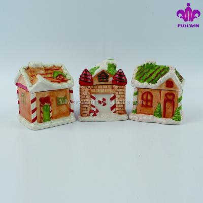 China Sustainable Ceramic House Shaped Wholesale Cookie Jar for sale