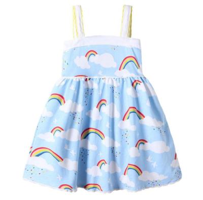 China 2020 Rainbow Anti-static Wholesale Baby Knitted Cotton Halter Dress for sale