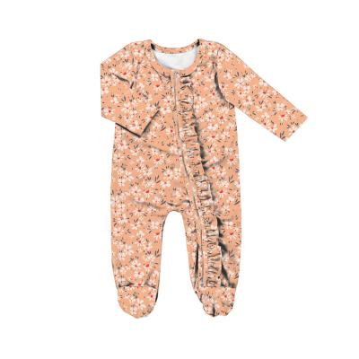 China 2022 Spandex/Polyester LT-158-ZXL Spring New Clothing Long Sleeve Footie Ruffle Newborn Rompers Fashional Angel Baby Romper Jumpsuit for sale