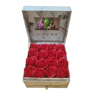 China Europe 5 Inch LCD Video Gift Box Playing Paper Craft Video Flower Rose VCR In LCD Gift Box With Drawer for sale