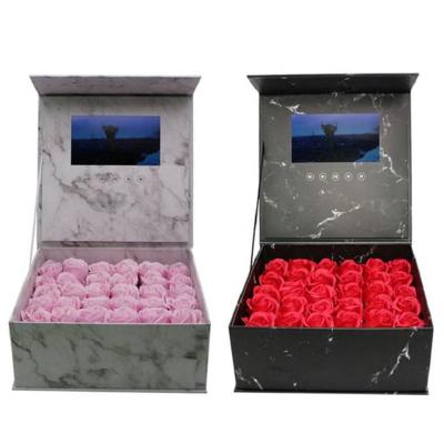 China Recycled Materials Flower Box Video Gift Box With A LCD Video Screen Video Flower Gift Box for sale