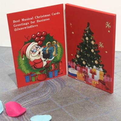 China Europe Customized Printing Paper Craft Gift 5Inch LCD Display Brochure Christmas Birthday Video Greeting Card festival for sale