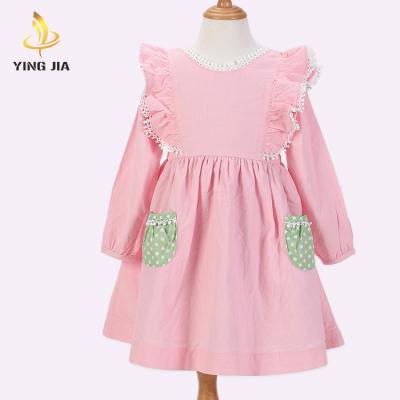 China Latest Breathable Kids Dress Designs Long Sleeve Ruffle Dresses Baby Cotton Dress for sale