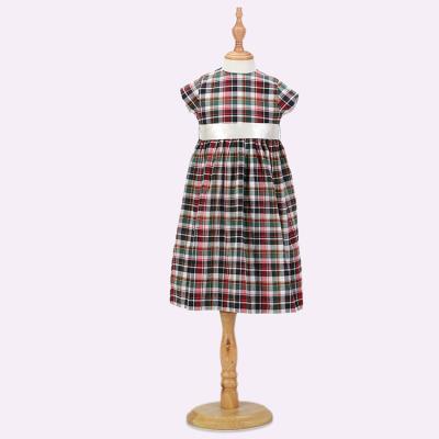 China Cute Breathable Plaid Babies Summer Dress With Bow Fashion Casual Kids Wear Girls Dress for sale