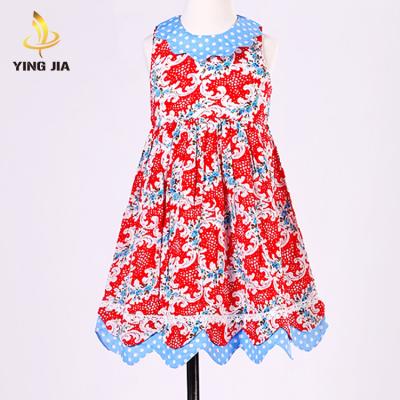 China Hot Sale Anti-Static Flower Pattern Printing 100%Cotton Woven Sleeveless Princess Girls Dress for sale