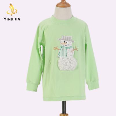 China White Embroidery Long Sleeve Anti-pilling Breathable Kids Tops Baby Clothing Wholesale T-shirt for sale