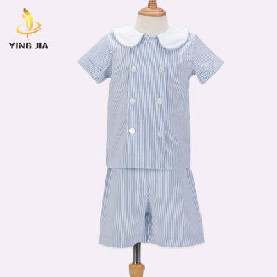 China 2020 Summer Doll Collar Boy's Short Sleeve Tops Short Pants 2 Pcs Boy's Clothing Set for sale