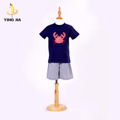 China Wholesale Short Sleeve Boutique Kids Clothes Print Summer Boy Dress Sets for sale