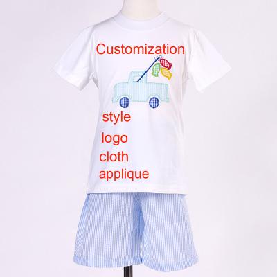 China Youth Cotton Boys Custom Knitted Casual T-shirt With Shorts All Set Newborn Baby Boy And Age Summer Kids Clothes for sale