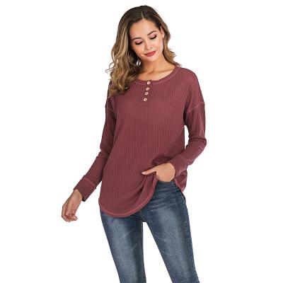 China Breathable Button Front Basics Tops Long Tops For Women Tops Fashionable Long Sleeve for sale