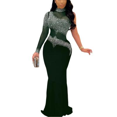 China Long Ladies Evening Dresses Mesh Rhinestone Formal Gowns Plus Size Breathable Women For Women for sale