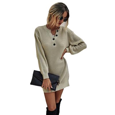 China 2020 Breathable Casual Sweaters and Autumn Women's Button Neck Knit Sweaters Dress for sale