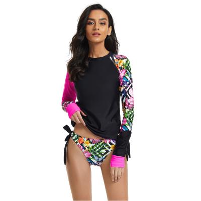 China 2022 OEM Custom Breathable Swimwear Printed Two Piece Long Sleeve Surfing Swimsuit Rashguard For Women for sale