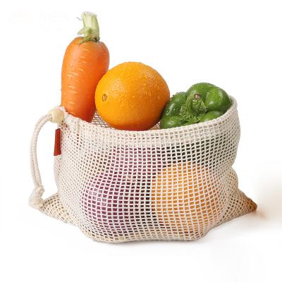 China Reusable Reusable Pure Cotton Vegetable Bag Mesh Cotton Net Grocery Bag Eco-Friendly Organic Organic Stain Three Stain for sale