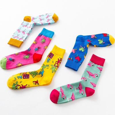 China Antibacterial Flamingo Harajuku Cotton Men Casual Socks Unisex Winter Autumn Couple Socks for sale