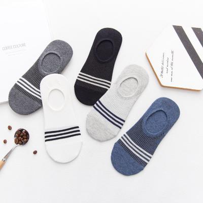 China Cotton Anti Bacterial Striped Casual Breathable Invisible Men Summer Anti Slip Socks for sale