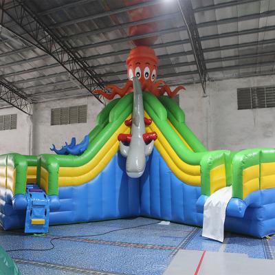 China Inflatable Octopus Double Land Water Slide Inflatable Outdoor Water Parks Playground For Kids for sale