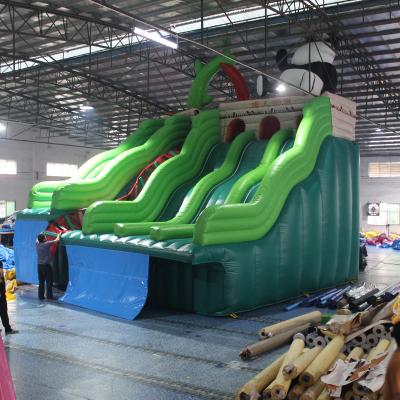 China Four channel panda inflatable water slides inflatable commercial water park aqua park equipment giant inflatable water park for sale