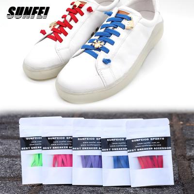 China SunFei Round No Tie Flat Laces Custom Rope Locks Without Knot Tie Laces Fastest Knot Lace Knot Sneakers No Tie Flat Laces for sale