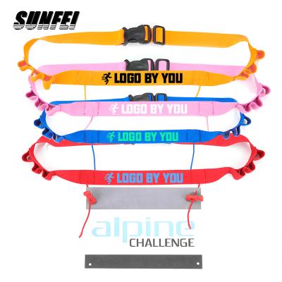 China 2 to3 togglers for attaching running belt adjustable rubber elastic waistband triathlon hip card holder sunfei logo running bibs running bibs custom running belt marathon bib for sale