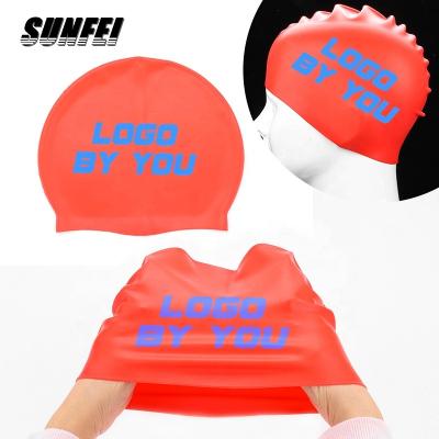 China Custom printed swim cap sunfei logo silicone rubber for molding swim cap for women and men pour caps swimming for sale