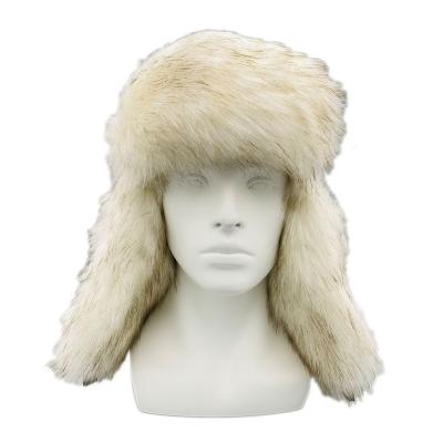 China Custom Made 100% Cotton Outdoor Wholesale Unisex Winter Warm Faux Fur Trapper Hat for sale