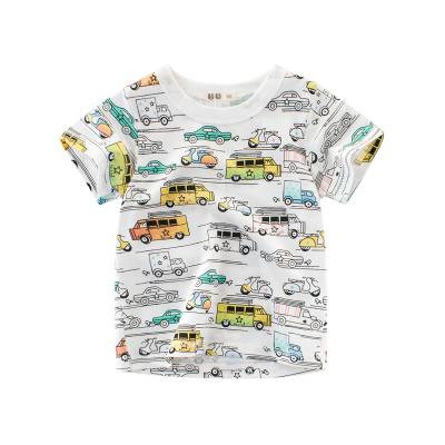 China Anti Shrink Border Short Sleeve T-shirt Boys Amazon Car Cartoon Kids Half Sleeve Printed T-shirt for sale