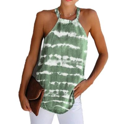 China New Style Striped Breathable Summer Tie Dye Straps Womens Vest Sleeveless Sling for sale