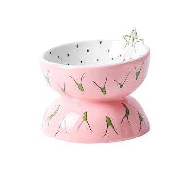 China Viable High Quality Protection Cat Dog Water Bowl Ceramic High Neck Cat Food Bowl for sale