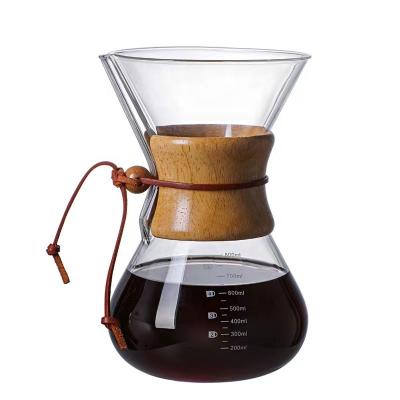 China Sustainable Coffee Tools Hot Or Cold Drip Coffee Pot Set  Heat Resistant Borosilicate Glass Coffee Maker Pour Over Glass for sale