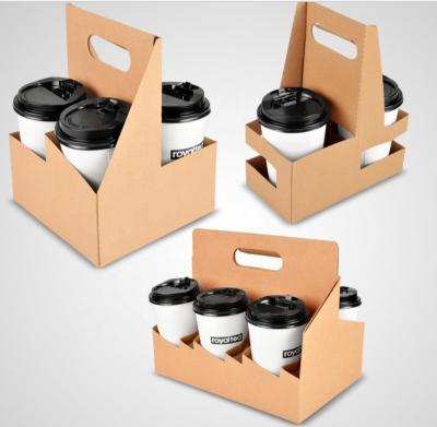 China 2/4/6 Disposable Paper Plastic Cup Holder for Coffee Boba Drinks, Reusable Boba Coffee Packing Cup Holder Takeaway Carrier for sale