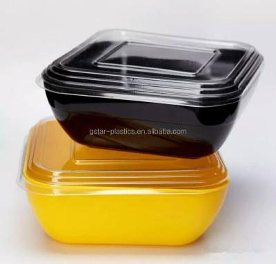 China Disposable Yellow PS Crystal Dessert Container With Lids for sale