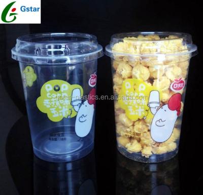 China 1000ml / 32oz Sealable Popcorn Cups Plastic Pop Corn Packaging Containers For Popped Corn And Rice for sale