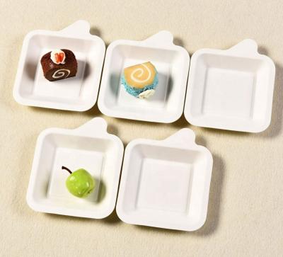 China Disposable Custom Printed Biodegradable Paper Cake Tray Bakery Dish Plate Paper Sugarcane Bagasse Food Fruit Dishes On Party for sale