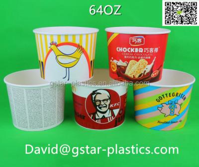 China High Quingity Fried Chicken Bucket Cheap Price KFC Eco-friendly 64oz 85oz Chicken Paper Bucket for sale