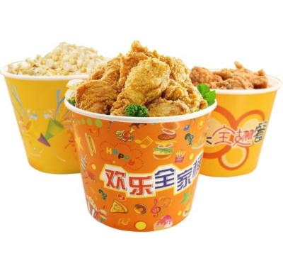 China Fried Chicken Bucket Disposable Biodegradable Takeout Paper Bucket 32oz 64oz 85oz 120oz 150oz 170oz Whole Family Recyclable Bucket for sale