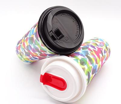 China Non Spill 90mm Wide Injection CUP LID Anti-Leaking Plastic Coffee Cup Plastic U Shaped Lid With Cap for sale