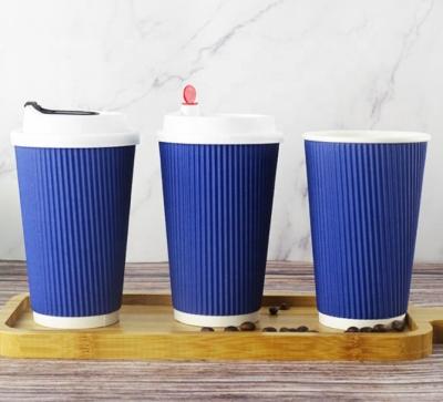 China Biodegradable Red Blue Red Blue Ripple Cup Coffe Cup 8oz 12oz 16oz Hot Ripple Wall Paper Cup With Love Heart Lid on WHOLESALE for sale