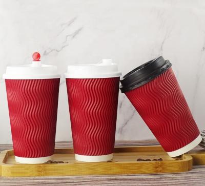 China Disposable Corrugation Biodegradable Thick Wall Paper Cup Coffee Corrugated Paper Cup 16oz 12oz 8oz 9oz 10oz at CHEAP PRICE for sale