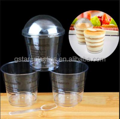 China Disposable High Transparent Disposable Plastic PS Crystal Bowls Pudding Bowl With Lid Picosecond Crystal Cups for sale